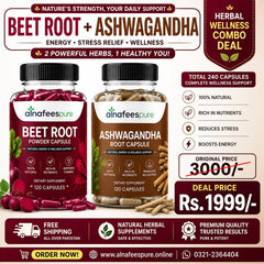 Beet Root + Ashwagandha Combo Pack (240 Capsules)