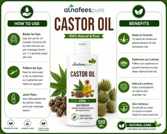 AlnafeesPure Castor Oil - Ideal for DIY Skin and Hair Recipes 100% Pure & Organic 120ml