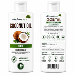 AlnafeesPure Coconut Oil Cold Pressed for Pure DIY Skin and Hair Care 120ml