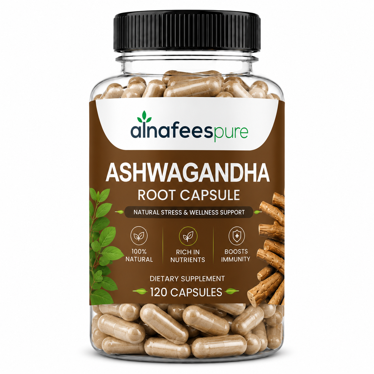 Al-Nafees Pure Ashfaghanda 120 Capsules | Free Delivery
