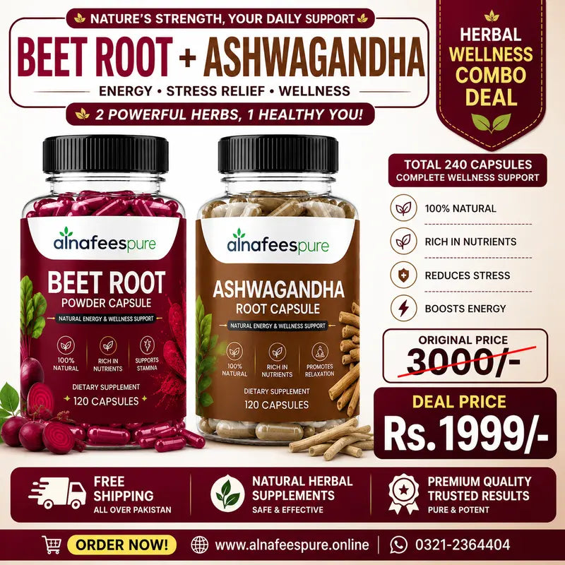 Beet Root + Ashwagandha Combo Pack (240 Capsules)