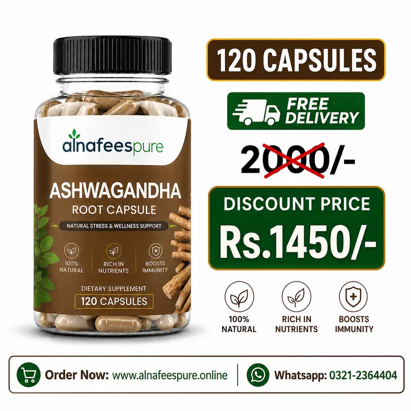Al-Nafees Pure Ashfaghanda 120 Capsules | Free Delivery