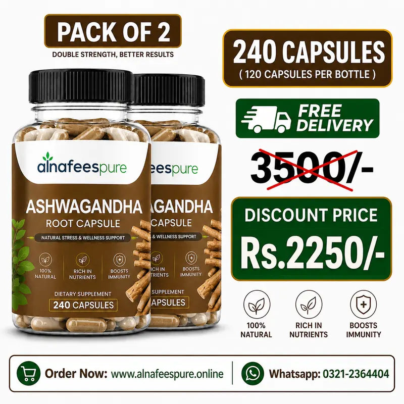 Al-Nafees Pure Ashfaghanda 120 Capsules | Free Delivery