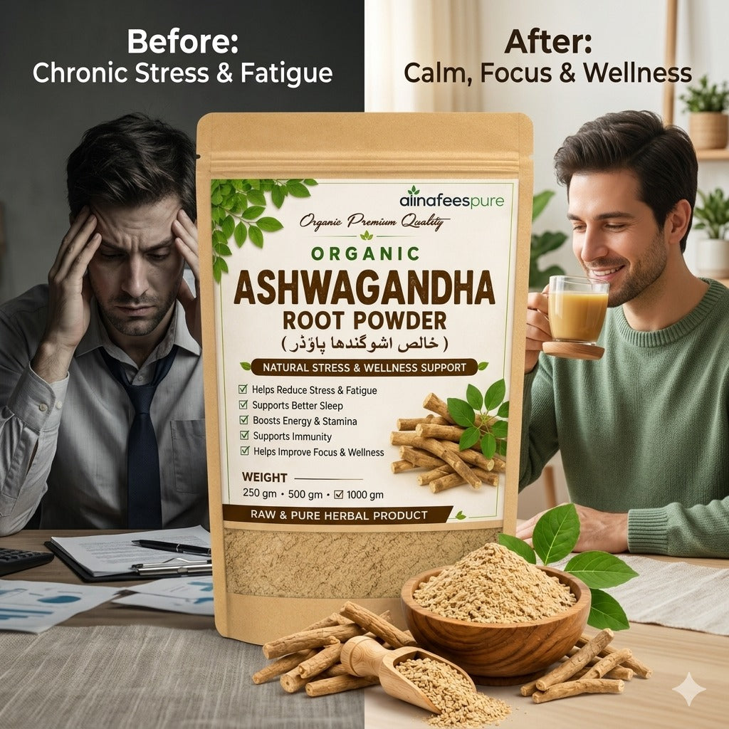 Ashwagandha Root Powder – 100% Natural Herbal Supplement |  (خالص اشوگندھا پاؤڈر)